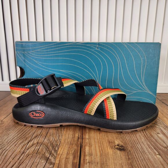 Chaco Z/1 Classic Tetra Moss Womens 10 Wide Black Striped Hiking Strappy Sandals - Picture 1 of 10